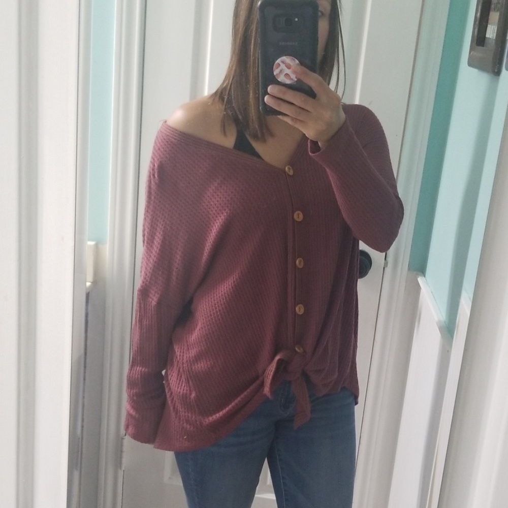 Oversize waffle knit sweater